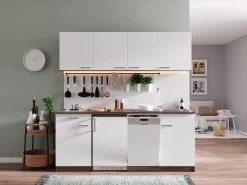 Respekta Küchenzeile KB195EYW 195 Cm Weiß-Eiche York Nachbildung