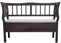 Sitzbank H207, Bank Truhenbank Holzbank Aufbewahrungstruhe, Staufach Kissen Holz 119cm ~ Grau-braun, Shabby -Heimische Küche Geschäft 1975810002 prod 004