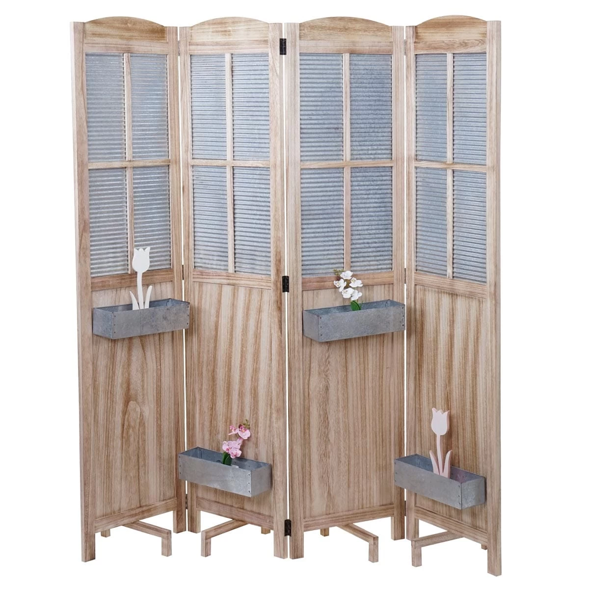 Paravent MCW-D26 Pflanzkörbe, Raumteiler Trennwand Spanische Wand Sichtschutz, Holz Metall 170x161x29cm 3 Paravent MCW-D26 Pflanzkörbe, Raumteiler Trennwand Spanische Wand Sichtschutz, Holz Metall 170x161x29cm