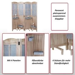 Paravent MCW-D26 Pflanzkörbe, Raumteiler Trennwand Spanische Wand Sichtschutz, Holz Metall 170x161x29cm 9 Paravent MCW-D26 Pflanzkörbe, Raumteiler Trennwand Spanische Wand Sichtschutz, Holz Metall 170x161x29cm -Heimische Küche Geschäft 2025477000 prod 002