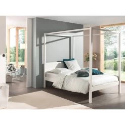 Vipack Himmelbett 140 X 200 Cm, Mit Lattenrost Und Himmel Gestänge Farbe Weiß -Heimische Küche Geschäft 2031586000 prod 002