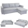 Schlafsofa MCW-D92, Couch Ecksofa Sofa, Schlaffunktion 220x152cm Stoff/Textil ~ Hellgrau, Ohne Deko-Kissen -Heimische Küche Geschäft 2122977001 prod 001
