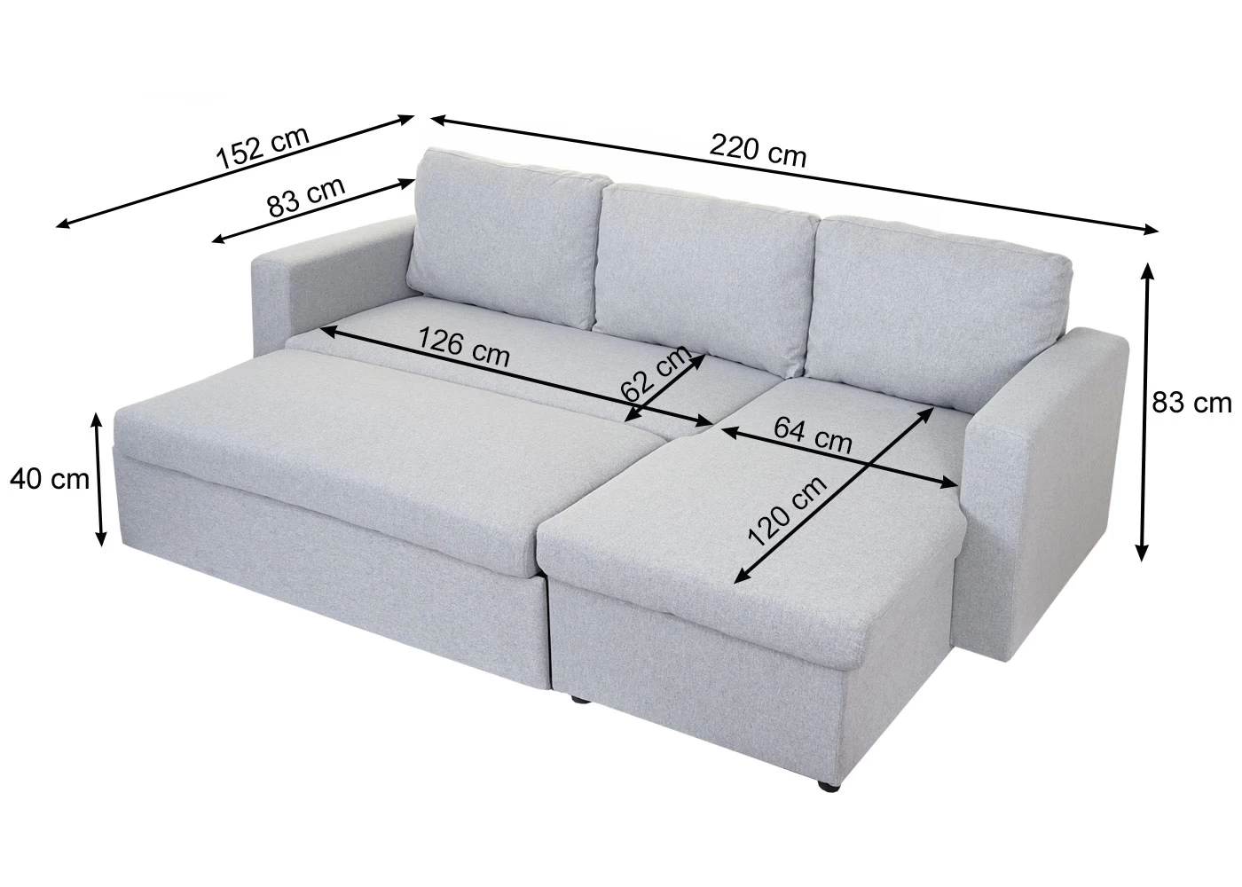 Schlafsofa MCW-D92, Couch Ecksofa Sofa, Schlaffunktion 220x152cm Stoff/Textil ~ Hellgrau, Ohne Deko-Kissen 6 Schlafsofa MCW-D92, Couch Ecksofa Sofa, Schlaffunktion 220x152cm Stoff/Textil ~ Hellgrau, Ohne Deko-Kissen – Bild 4