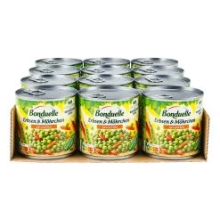 Bonduelle Erbsen Und Möhrchen Zart Und Fein 265 G Abtropfgewicht, 12er Pack