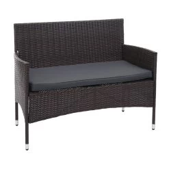 Poly-Rattan Garnitur MCW-F55, Balkon-/Garten-/Lounge-Set Sofa Sitzgruppe ~ Braun, Kissen Dunkelgrau -Heimische Küche Geschäft 2165650003 prod 004
