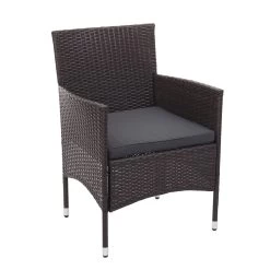 Poly-Rattan Garnitur MCW-F55, Balkon-/Garten-/Lounge-Set Sofa Sitzgruppe ~ Braun, Kissen Dunkelgrau -Heimische Küche Geschäft 2165650003 prod 005