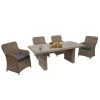 Poly-Rattan Garnitur MCW-E98, Balkon-/Garten-/Lounge-Set Sitzgruppe, Spun Poly Halbrundes Rattan Beige Kissen Grau -Heimische Küche Geschäft 2165668000 prod 001