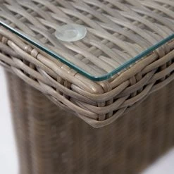 Poly-Rattan Garnitur MCW-E98, Balkon-/Garten-/Lounge-Set Sitzgruppe, Spun Poly Halbrundes Rattan Beige Kissen Grau -Heimische Küche Geschäft 2165668000 prod 006