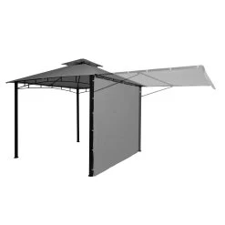 Pergola MCW-F94, Garten Pavillon, Stahl Bewegliche Seitenwand 2,5x2,5m ~ Grau