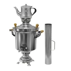 Edelstahl Holzkohle Samowar 5 Liter Mit 0,9 Liter Teekanne + Schornstein Wasserkocher -Heimische Küche Geschäft 2192200000 prod 002