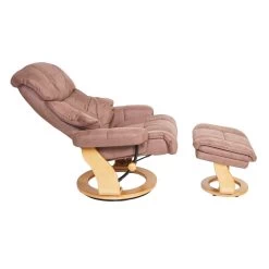 MCA Relaxsessel Edmonton, TV-Sessel Hocker, 180kg Belastbar Stoff/Textil ~ Braun, Gestell Naturbraun -Heimische Küche Geschäft 2192864000 prod 003