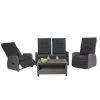 Garnitur MCW-J35, Lounge-Set Sitzgruppe Sofa, Spun Poly Halbrundes Poly-Rattan ~ Grau, Kissen Anthrazit -Heimische Küche Geschäft 2213729001 prod 001