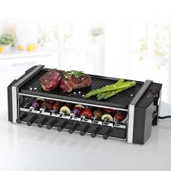 MAXXMEE Multi-Raclette-Grill 3in1 1200W Edelstahl/schwarz Mit Drehfunktion