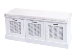 Sitzbank MCW-J49, Polsterbank Garderobenbank, Kissen Aufbewahrungsboxen Staufach 47x110x40cm ~ Weiß, Polster Creme-weiß -Heimische Küche Geschäft 2284969000 prod 004