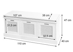 Sitzbank MCW-J49, Polsterbank Garderobenbank, Kissen Aufbewahrungsboxen Staufach 47x110x40cm ~ Weiß, Polster Creme-weiß -Heimische Küche Geschäft 2284969000 prod 005