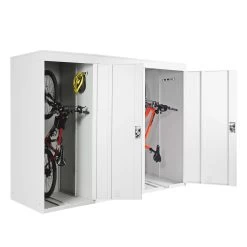 3er-Fahrradgarage MCW-H66, Fahrradbox Gerätehaus Fahrradunterstand, Abschließbar Metall ~ Hellgrau