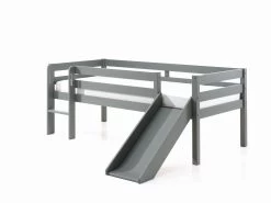 Kojen-Spielbett Mit Liegefläche 90 X 200 Cm, Inkl. Leiter, Rutsche Und Rolllattenrost, Kiefer Massiv Grau Lackiert -Heimische Küche Geschäft 2353633001 prod 002