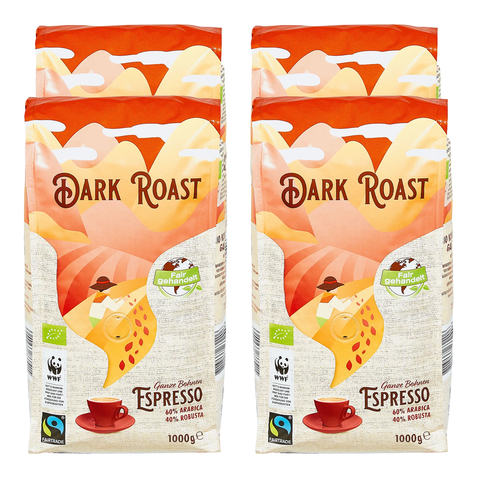 Bio Espresso Fair Trade Ganze Kaffeebohnen Dark Roast 1 Kg, 4er Pack 3 Bio Espresso Fair Trade Ganze Kaffeebohnen Dark Roast 1 Kg, 4er Pack