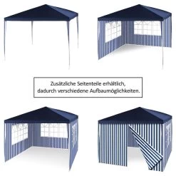 VCM Pavillon Partyzelt 3x3m Blau Weiß Wasserdicht 4 Seitenteile Gartenzelt Eventzelt -Heimische Küche Geschäft 8600043100 915691 prod 005