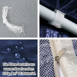 VCM Pavillon Partyzelt 3x3m Blau Weiß Wasserdicht 4 Seitenteile Gartenzelt Eventzelt -Heimische Küche Geschäft 8600043100 915691 prod 006