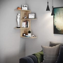 VCM Holz Wandregal Hängeregal Eckregal Wandboard Regal Balos -Heimische Küche Geschäft 8600043100 917860 prod 004