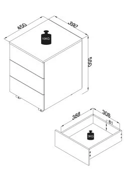 VCM Rollcontainer Beistellcontainer Bürocontainer Rollen Rollbar Dalosa 3 Schublade -Heimische Küche Geschäft 8600043100 918325 prod 004