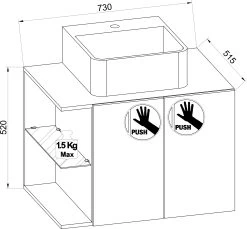 VCM 3-tlg. Waschplatz Waschtisch Badmöbel Set Waschbecken Spiegel Hausa Drehtür -Heimische Küche Geschäft 8600043100 918942 prod 002