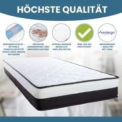 Arensberger EMILIA 7-Zonen Taschenfederkern Matratze, 120 X 200 Cm, Höhe 23cm -Heimische Küche Geschäft 8600153300 3027 prod 003
