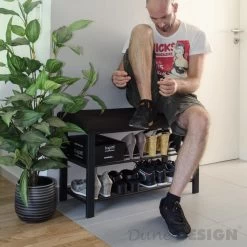 Schuhregal 81x32x50cm Offener Schuhschrank 2 Böden Stabile Sitzbank Bank Braun -Heimische Küche Geschäft 8600295800 3591 prod 005