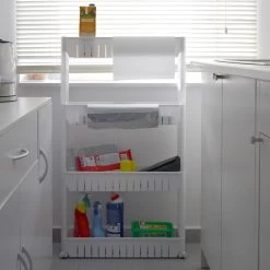 4er Nischenregal 12,5 Cm Schiebewagen Nischenwagen Kitchen Trolley Weiß Ablage -Heimische Küche Geschäft 8600295800 4313 prod 003