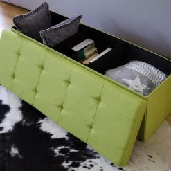 Faltbare Sitzbank 110x38x38cm Sitztruhe Inkl. 2 Trennwände 120L Polsterbank Grün -Heimische Küche Geschäft 8600295800 4504 prod 004