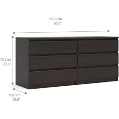 Kommode NADA 6 Schubladen Kaffeefarben Sideboard Highboard Schrank Flur Diele -Heimische Küche Geschäft 8600296500 24436 prod 006