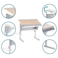 Kinderschreibtisch BELIA Melaminharzbeschichtete Spanplatte, Gestell Pulverbeschichteter Stahl Hjh OFFICE -Heimische Küche Geschäft 8600313100 705110 prod 003