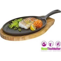 Neuetischkultur Pfanne Gusseisen, Oval Mit Holzbrett -Heimische Küche Geschäft 8600330400 50002664 prod 002