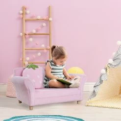 HOMCOM Kinder Erdbeersofa Rosa, Grün 90 X 50 X 43 Cm (LxBxH) | Kindersessel Softsofa Kinderzimmer Sofa Sessel -Heimische Küche Geschäft 8600336600 55 0014 prod 004
