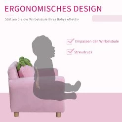 HOMCOM Kinder Erdbeersofa Rosa, Grün 90 X 50 X 43 Cm (LxBxH) | Kindersessel Softsofa Kinderzimmer Sofa Sessel -Heimische Küche Geschäft 8600336600 55 0014 prod 006