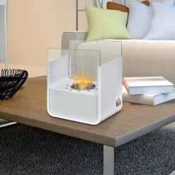 HOMCOM Bio-Ethanol Tischkamin Weiß 20 X 15 X 25 Cm (BxTxH) | Standkamin Ethanol-Kamin Tischkamin Bio-Ethanol -Heimische Küche Geschäft 8600336600 820 172WT prod 004