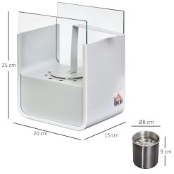HOMCOM Bio-Ethanol Tischkamin Weiß 20 X 15 X 25 Cm (BxTxH) | Standkamin Ethanol-Kamin Tischkamin Bio-Ethanol -Heimische Küche Geschäft 8600336600 820 172WT prod 005