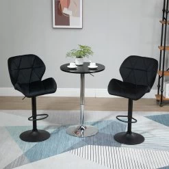 HOMCOM Barhocker 2-er Set, Verstellbare Sitzhöhe Schwarz 51,5 X 57,5 X 93-114,5 Cm (BxTxH) | Drehstühle Barstühle Barmöbel Baraustattung Partystuhl -Heimische Küche Geschäft 8600336600 835 506BK prod 005