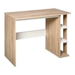 HOMCOM Schreibtisch Mit Seitenregal Natur, Weiß 100 X 44 X 74 Cm (BxTxH) | Computertisch Arbeitstisch Bürotisch Homeoffice -Heimische Küche Geschäft 8600336600 836 246V01 prod 002