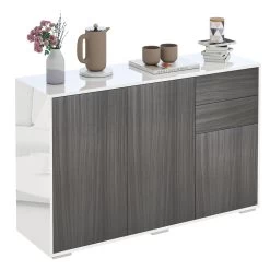 HOMCOM Sideboard Mit Anti-Kippvorrichtung 117 X 36 X 74 Cm (BxTxH) | Büromöbel Beistellschrank Flurkommode Schrank -Heimische Küche Geschäft 8600336600 838 077GY prod 004