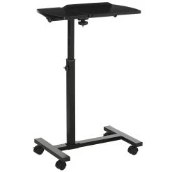 HOMCOM Mobiler Beistelltisch Mit Rollen Schwarz 58L X 34B X 72-90H Cm | Mobiler Laptop-ständer Beistelltisch Mit Rädern Höhenverstellbar -Heimische Küche Geschäft 8600336600 838 135 prod 002