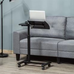 HOMCOM Mobiler Beistelltisch Mit Rollen Schwarz 58L X 34B X 72-90H Cm | Mobiler Laptop-ständer Beistelltisch Mit Rädern Höhenverstellbar -Heimische Küche Geschäft 8600336600 838 135 prod 004