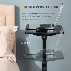 HOMCOM Mobiler Beistelltisch Mit Rollen Schwarz 58L X 34B X 72-90H Cm | Mobiler Laptop-ständer Beistelltisch Mit Rädern Höhenverstellbar -Heimische Küche Geschäft 8600336600 838 135 prod 006