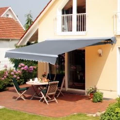 Outsunny Alu Gelenkarm-Markise Für Wandmontage Grau 450 X 300 Cm (BxL) | Aluminium Polyester, Sonnendach, Sonnenschutz, Markise Mit Handkurbel -Heimische Küche Geschäft 8600336600 840 148 prod 003