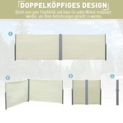 Outsunny Doppel-Seitenmarkise 6 X 1,8 M 600 X 180 Cm (LxH) | Sichtschutz Sonnenschutz Seitenrollo Windschutz -Heimische Küche Geschäft 8600336600 840 197V01CW prod 006