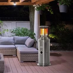 Outsunny Heizstrahler Elegantes Design, Hergestellt Aus Edelstahl, 10 KW Leistung Silber 55,6 X 55,6 X 143 Cm ( BxTxH) | Terrassenheizer Terrassenstrahler Balkonheizer -Heimische Küche Geschäft 8600336600 842 188V01 prod 003