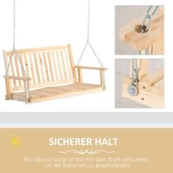 Outsunny Hängebank Mit Ketten 117 X 69 X 60 Cm (LxBxH) | Gartenschaukel Hollywoodschaukel Hängeschaukel -Heimische Küche Geschäft 8600336600 84A 153ND prod 006