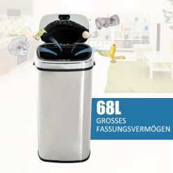 HOMCOM Mülleimer Mit Sensor Silber 40,5 X 29,5 X 78 Cm (LxBxH) | Auomatik Abfalleimer Kücheneimer Müll Abfall -Heimische Küche Geschäft 8600336600 851 003 prod 006