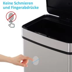 HOMCOM Abfalleimer Mit Sensor Silber 42 X 30 X 81 Cm (LxBxH) | Mülleimer 3 Faches Mülltrennsystem Kücheneimer -Heimische Küche Geschäft 8600336600 851 018 prod 006